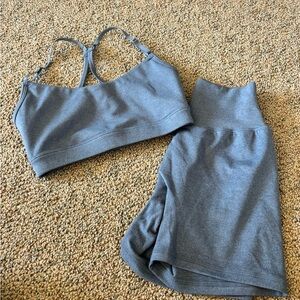 P’Tula XS bare sports bra and shorts set